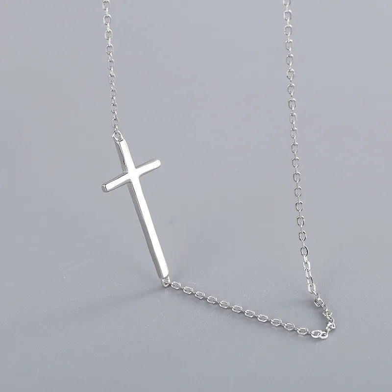 Sterling Silver Cross Choker Necklaces