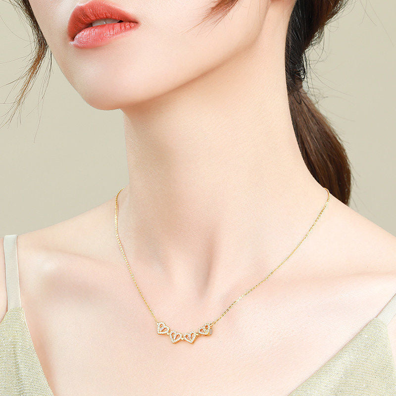 Retro Magnetic Folding Heart Shaped Four Leaf Clover Pendant Necklace Chain Openable Jewelry