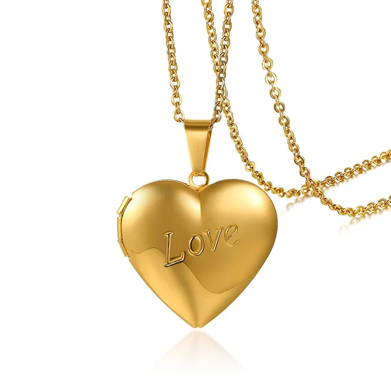 Heart Locket Pendants for Women Men Openable Photo Frame Stainless Steel Jewellery