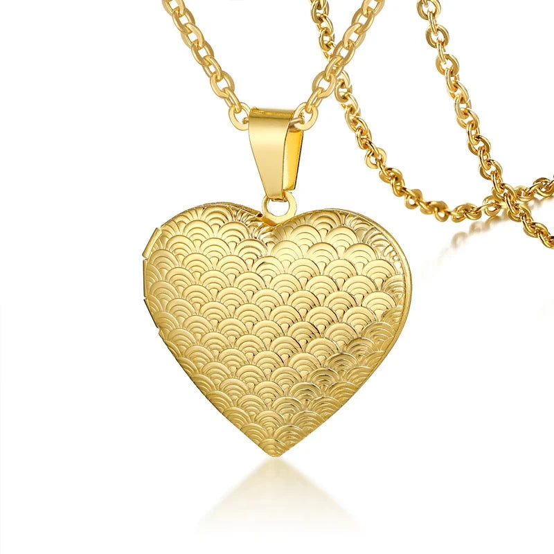 Heart Locket Pendants for Women Men Openable Photo Frame Stainless Steel Jewellery