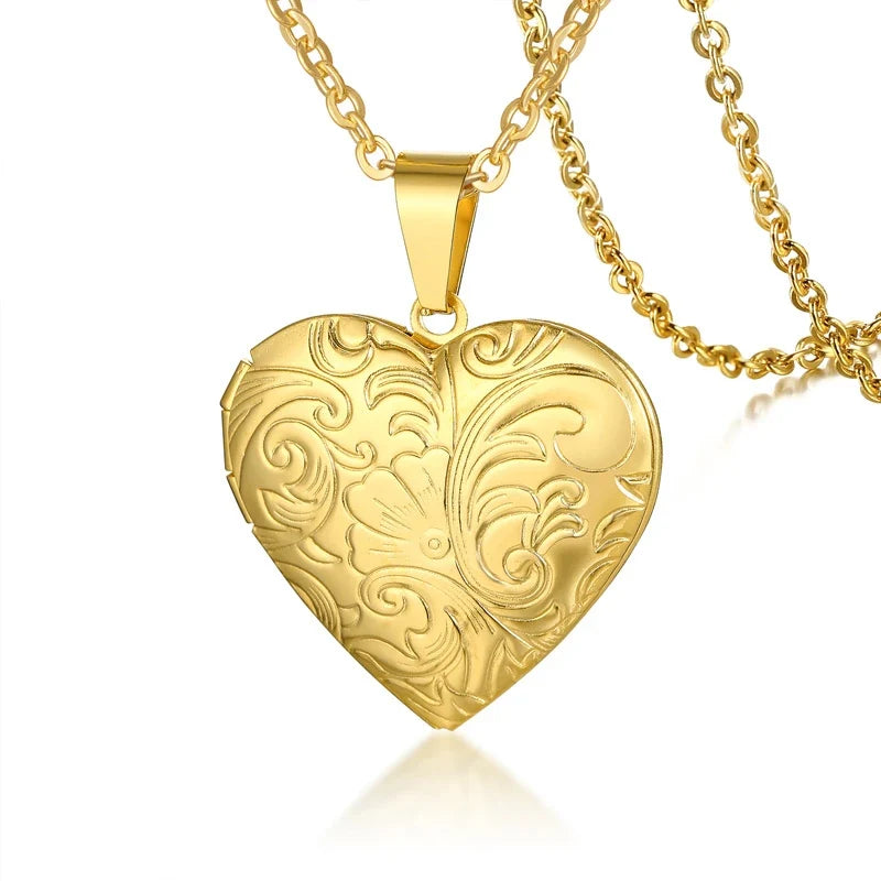Heart Locket Pendants for Women Men Openable Photo Frame Stainless Steel Jewellery