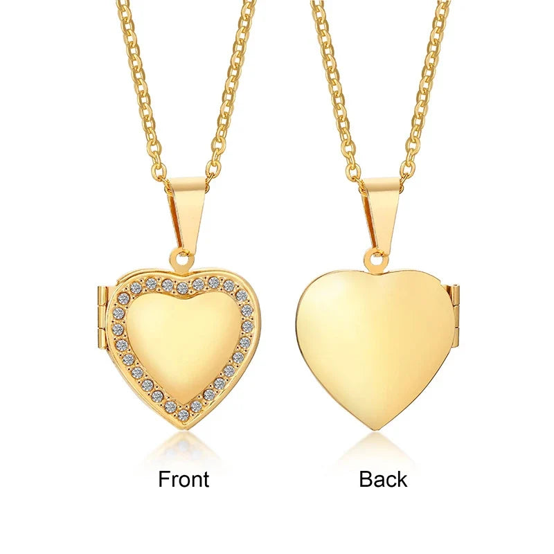 Heart Locket Pendants for Women Men Openable Photo Frame Stainless Steel Jewellery