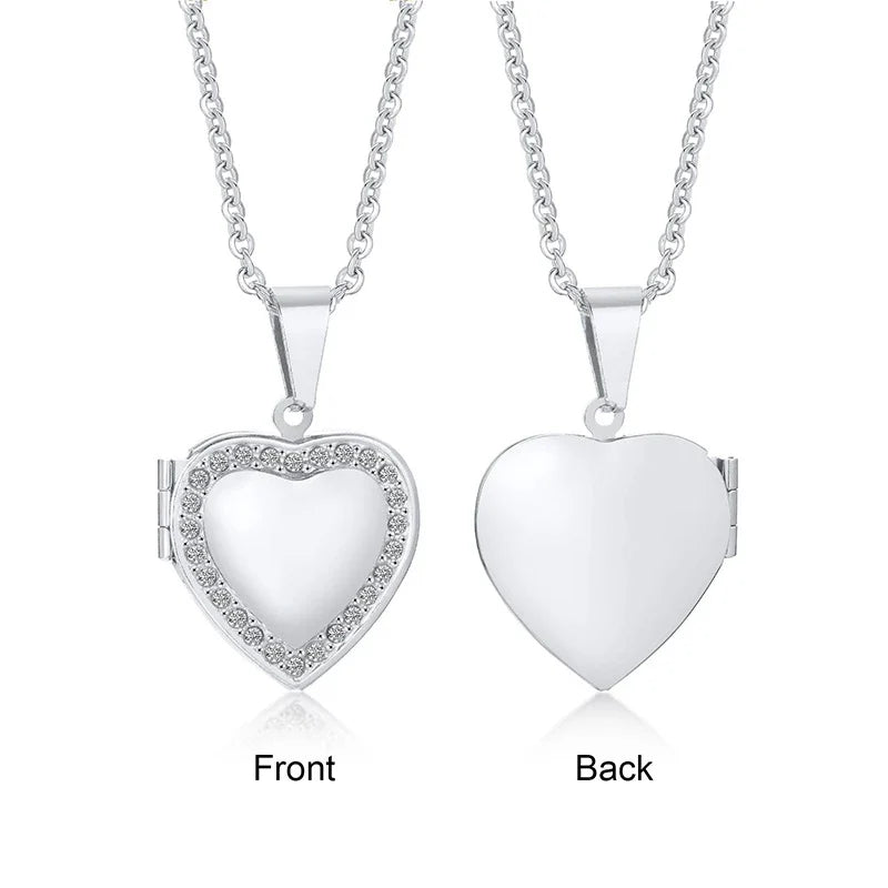 Heart Locket Pendants for Women Men Openable Photo Frame Stainless Steel Jewellery