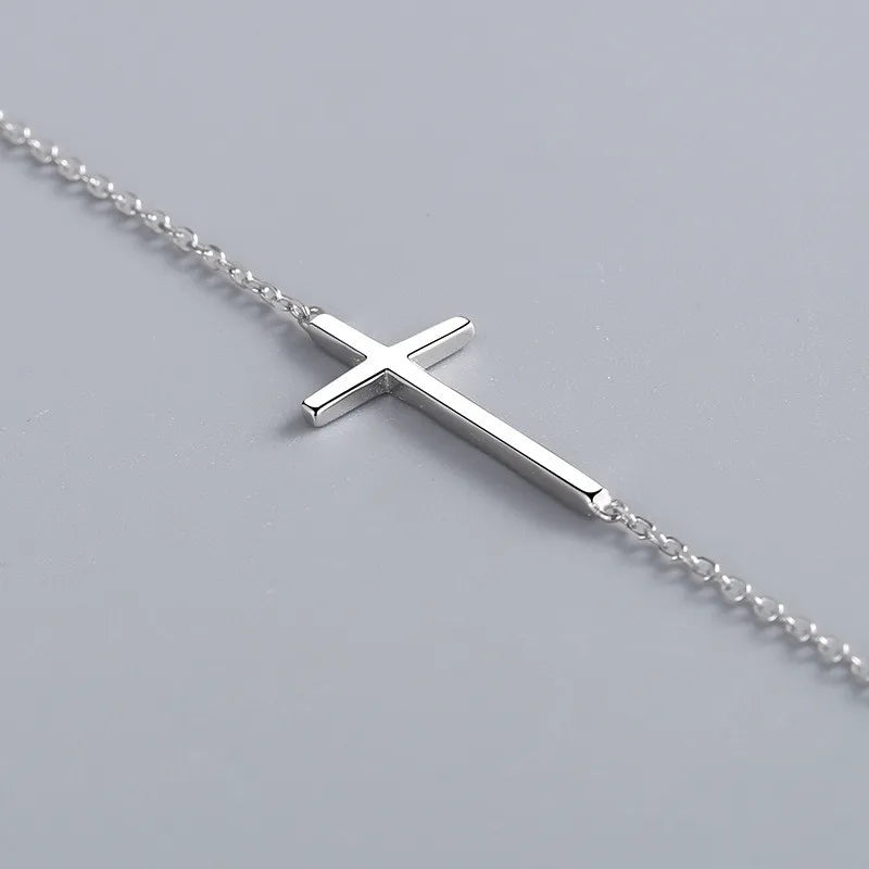 Sterling Silver Cross Choker Necklaces