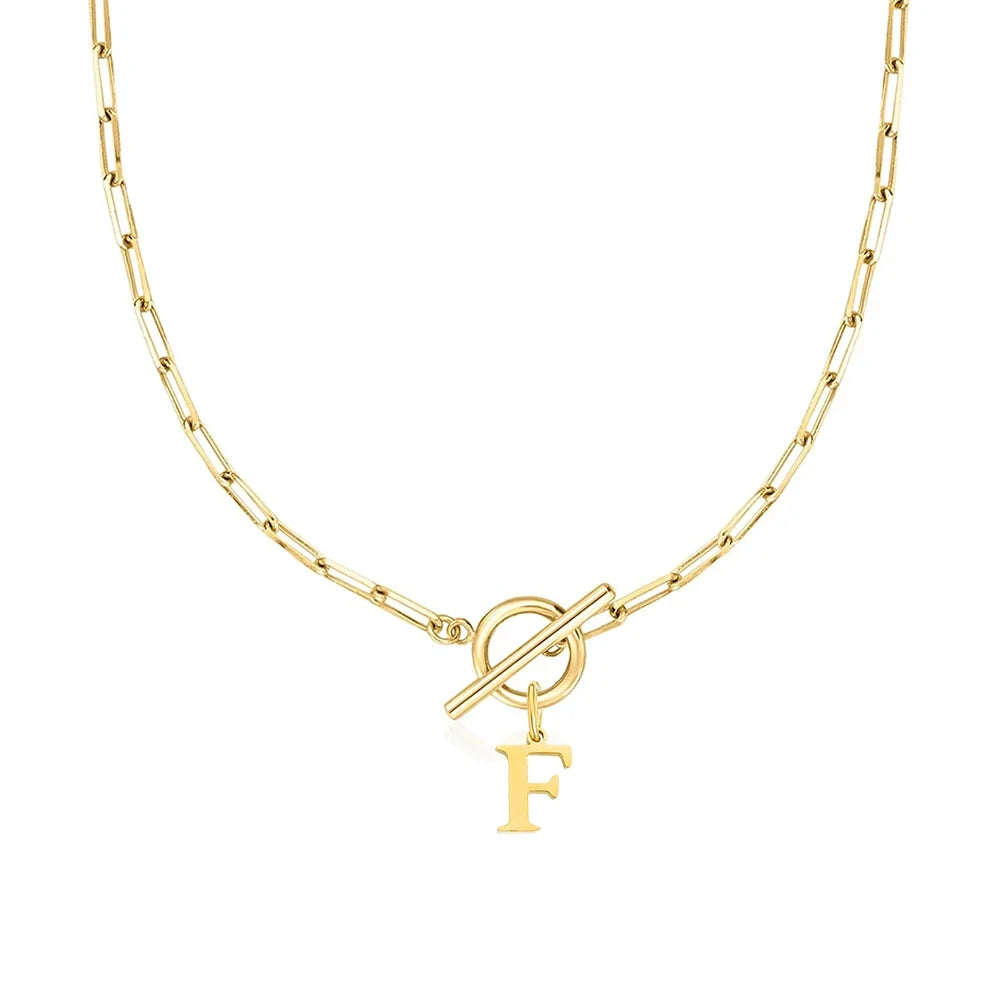 Stainless steel Initial necklace A-Z Letter charms pendant Choker Necklace