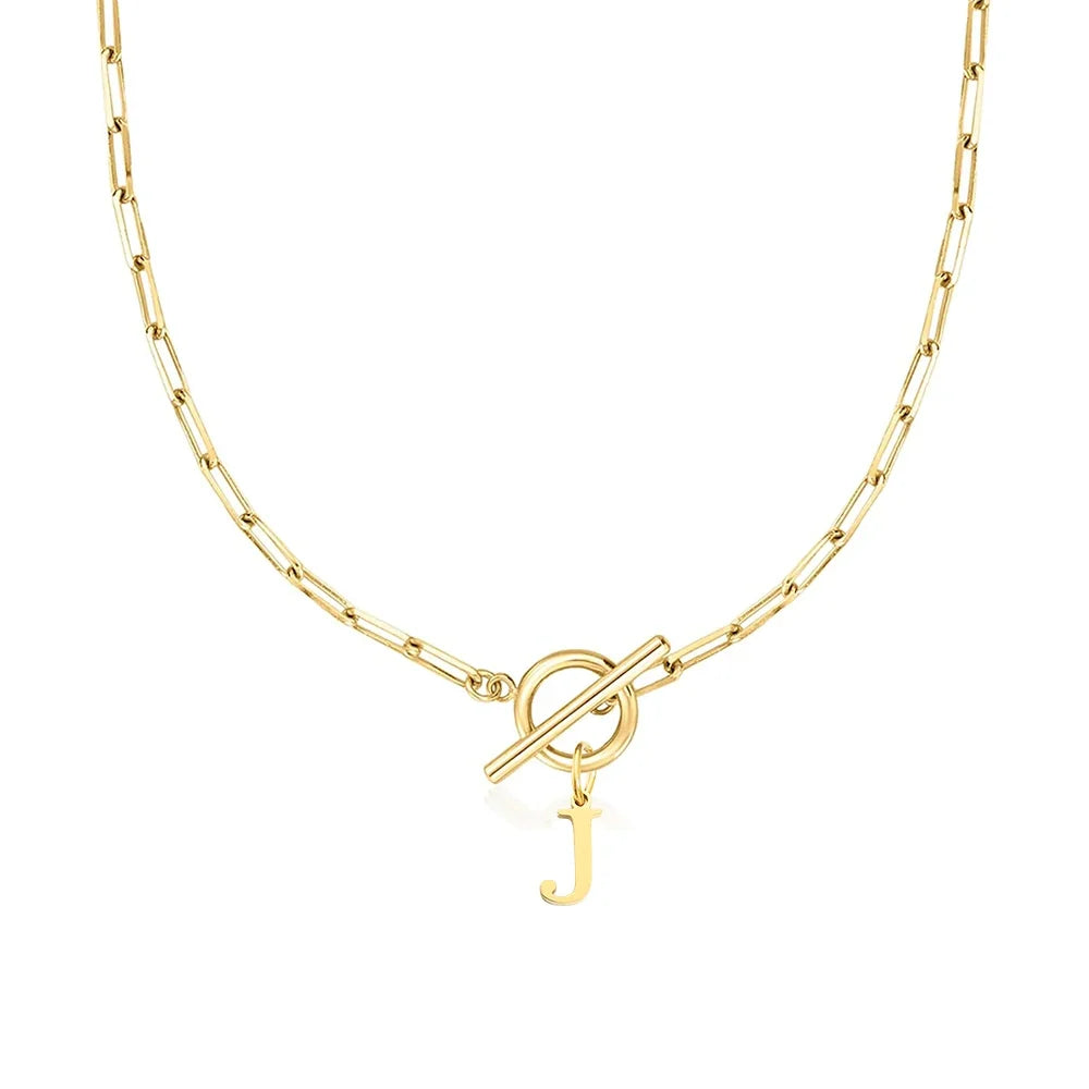Stainless steel Initial necklace A-Z Letter charms pendant Choker Necklace