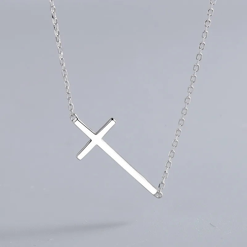Sterling Silver Cross Choker Necklaces