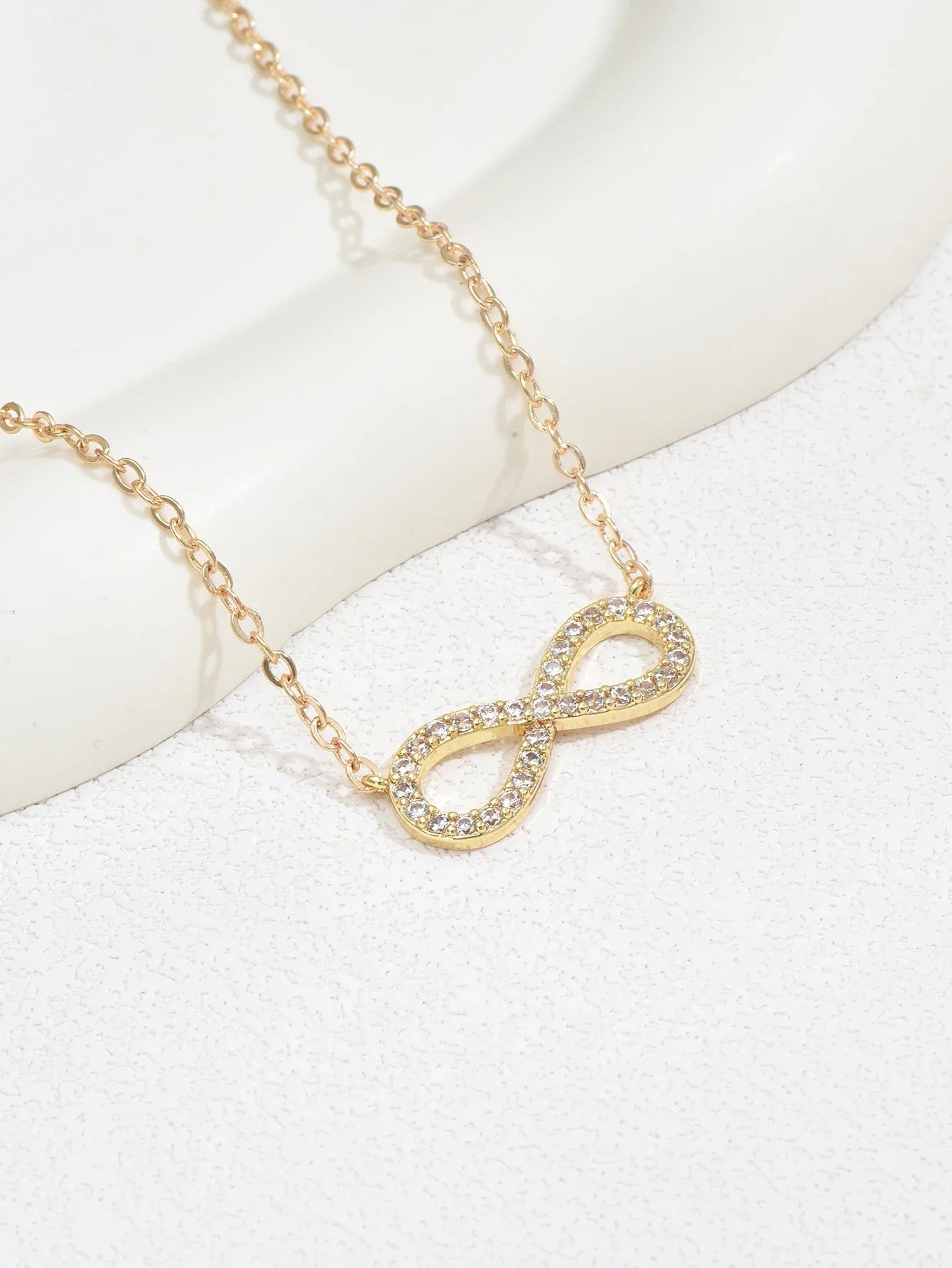Stainless Steel Infinity Pendant Necklace Zirconia for Women